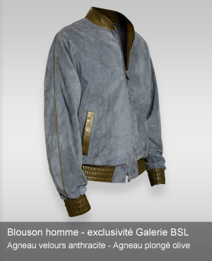 Blouson Agneau plongé et velours homme